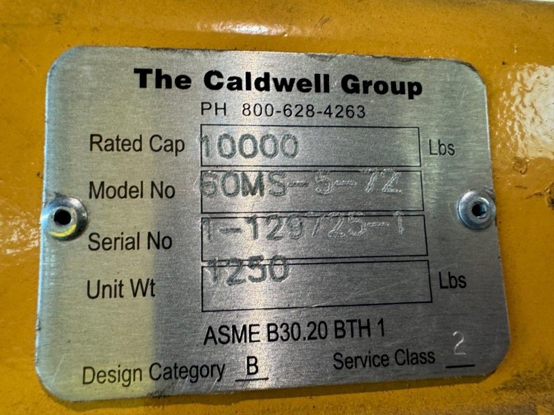10,000 LB X 96" L X 48" W CALDWELL POWERED ADJUSTABLE SHEET LIFTER. STOCK # 0872124