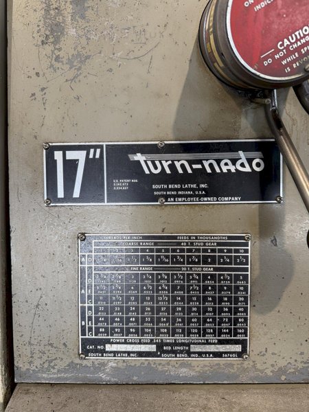 18" X 96" SOUTHBEND TURN-NADO LATHE. STOCK #1007525