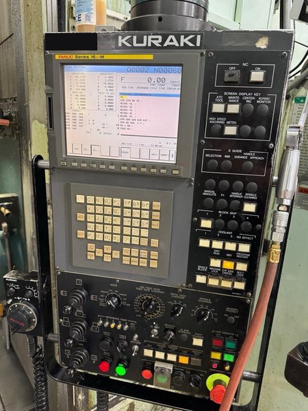 Kuraki KBT 13EA CNC Boring Mill, 2003 – Fanuc Control, 4k RPM, Chip Conveyor, 1000 PSI TSC