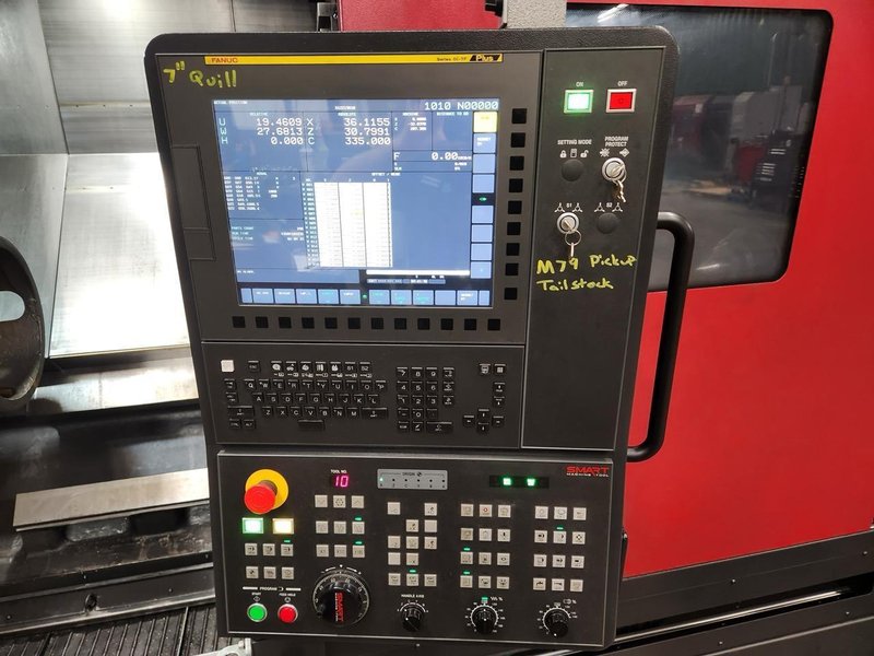 Smart NL6000LM CNC Lathe, 2023 – 24″ Chuck, Live Tooling, Tailstock, Steady Rest, Box Ways, Chip Conveyor