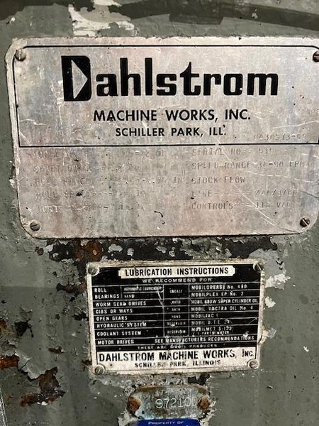 20 X 2&quot; X 24&quot; DAHLSTRROM ROLL FORMER STOCK# 3775