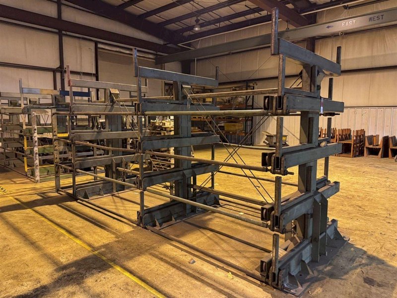 STEEL STORAGE SYSTEM 4T-3G-30X12R-20&#039; RETRACTABLE ARM STOCK RACK. STOCK # 1109725