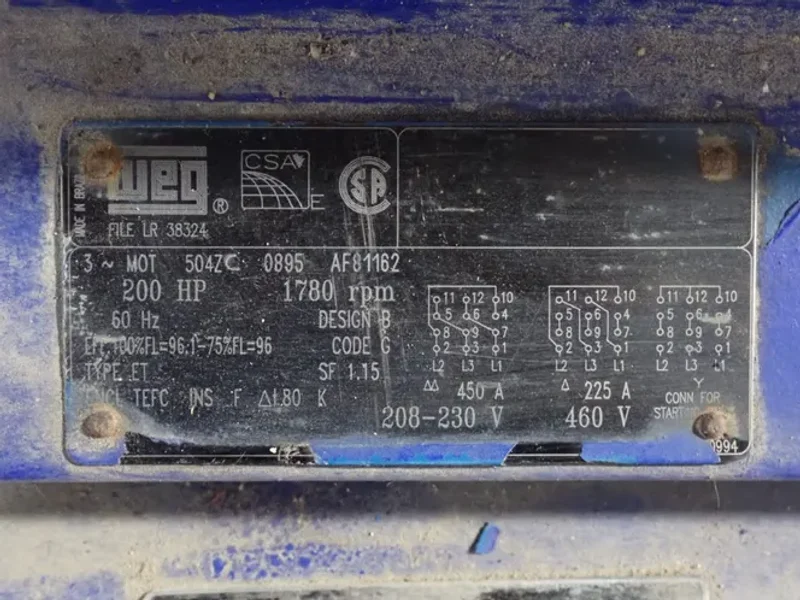 WEG 200 HP MOTOR