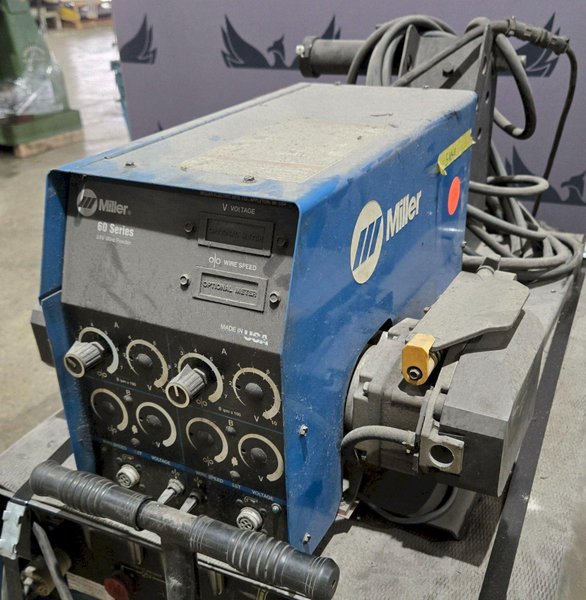 MILLER DELTAWELD 450 ARC WELDER WITH WIRE FEEDER AND CART USED