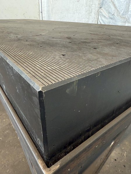 124&quot; X 50&quot; STEEL DRILLED &amp; TAPPED LAYOUT TABLE W/ STAND. STOCK # 0667025.