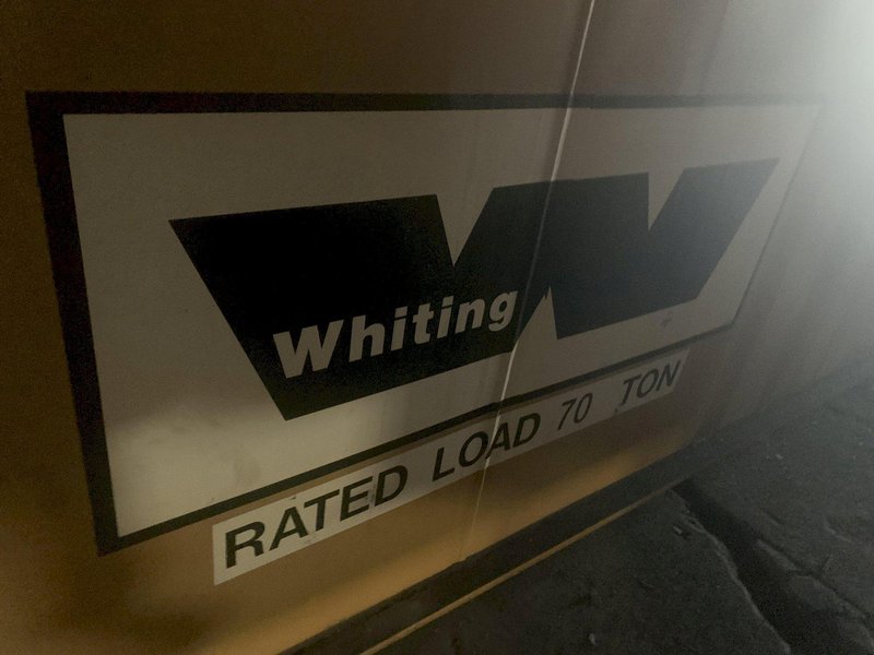 70 TON X 74'9" WHITING 8 WHEEL OVERHEAD BRIDGE CRANE WITH 35 TON AUXILIARY, NEW 2002: STOCK 13210