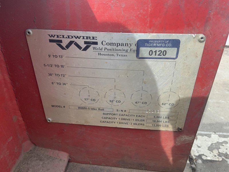 5 TON WELDWIRE TANKS  WWRI-5 TURNING ROLL SET: STOCK #81017