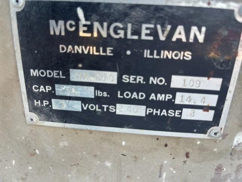 Mcenglevan model mx250 250# portable mixer s/n 109, s blades, 5hp, 240 volt