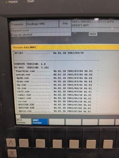 Hardinge VMC-1000 II VMC, 2005 – 4th Axis Wired, 40 ATC, Siemens