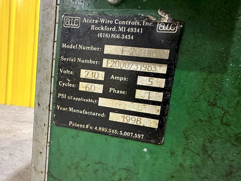 5,500 LBS X 48&quot; AWC (ACCRA-WIRE CONTROLS) MODEL #F-200 HORIZONTAL PALLET TYPE POWERED DE-COILER REEL: STOCK #20266