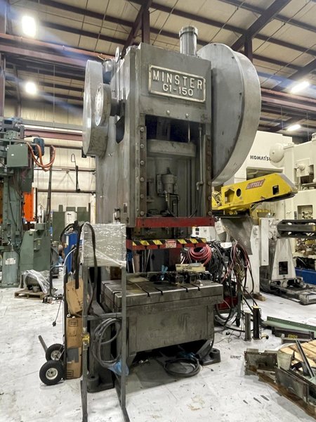 150 ton Minster G1-150 OBI Mechanical Metal Stamping Press For Sale, Variable Speed, Under Power!