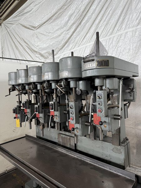 6-SPINDLE ALLEN VARIABLE-SPEED GANG DRILL PRESS. STOCK # 0550325