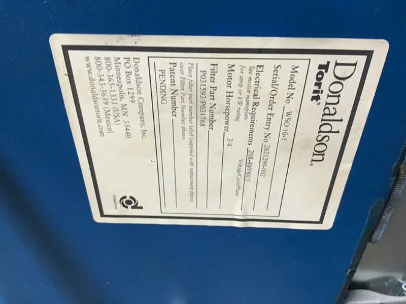 DONALDSON TORIT 3/4 HP MIST COLLECTOR  -  WSO 10-1