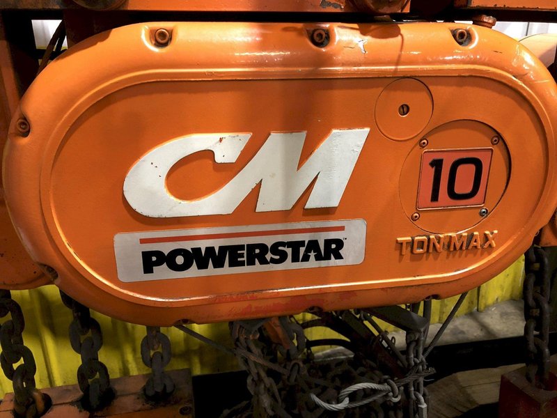 10 TON CM MODEL #POWERSTAR-7201 ELECTRIC CHAIN HOIST WITH POWER TROLLEY: STOCK #18368
