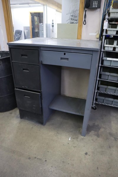 Metal Shipping Desk 4 Drawers and Lower Shelf- Auction Item