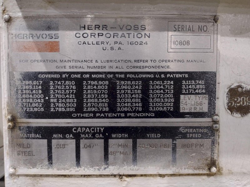 48" X .047" HERR-VOSS KEYSTONE MODEL #54-1.156-19-R.H. PRECISION BACKED UP LEVELER: STOCK #22750