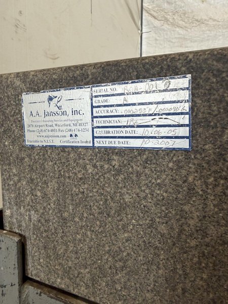 48" X 36" X 8" GRANITE SURFACE PLATE W/ STAND. STOCK # 0112626.