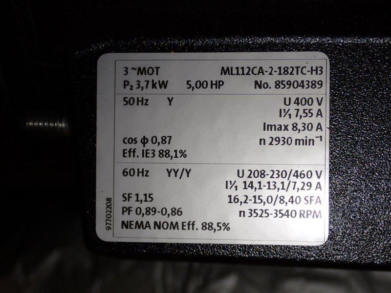 GRUNDFOS 3.7 KW MULTI STAGE PUMP  -  MTR20-5/2 A-WB-A-HQQV