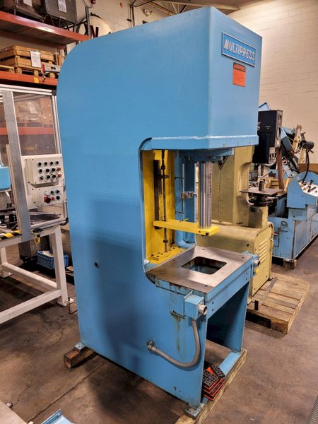 20 Ton MultiPress Model FH-20-20H Floor Type C-Frame Hydraulic Press 21” DL. 12” Stroke. Inching. Dual Palms 1989