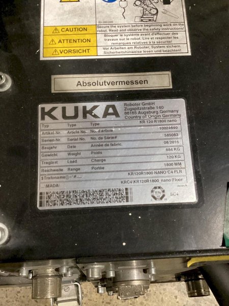 KUKA KR 120 R1800 nano Robot w/ KR C4 NA Controls, Missing Cable Set USED