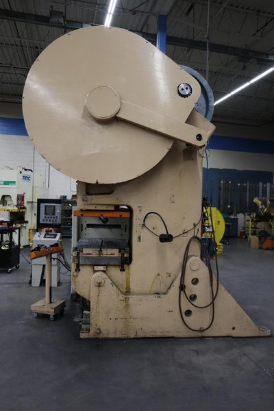 Bliss #29 150 Ton OBI Back Geared Punch Press, Single Crank,  Air Clutch and Brake, Rowe 24" Press Feed
