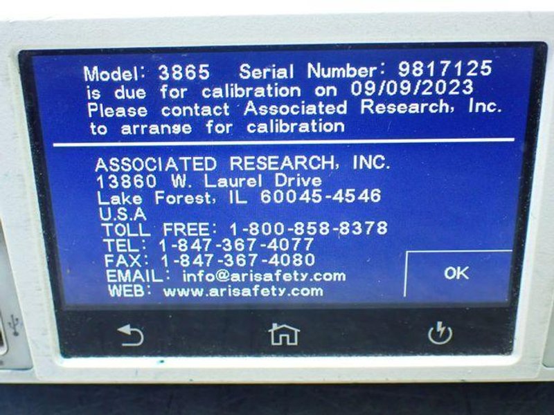 ASSOCIATED RESEARCH HYPOT SERIES DIELECTRIC WITHSTAND TESTER.   -  3865