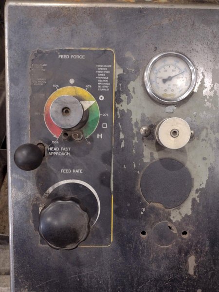 16" x 16" HYD-MECH MODEL #M-16A AUTOMATIC HORIZONTAL BANDSAW WITH POWER MITRE SWIVEL: STOCK #23419