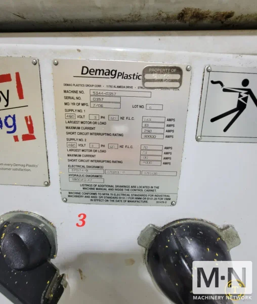 650 TON 89 OZ DEMAG MODEL HT650/910-4300 INJECTION MOLDING MACHINE MFG 2006 (2) AVAILABLE