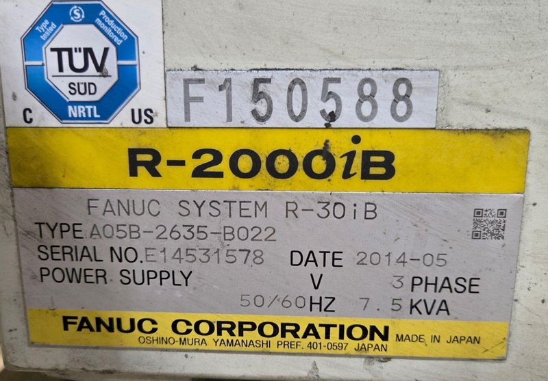 FANUC R-2000IB/210F + R30IB ROBOT ARM AND CONTROL CABINET USED