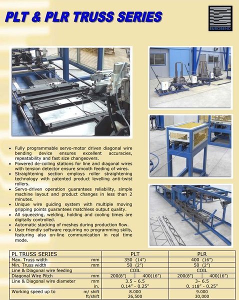 2015 EUROBEND MODEL #PLT AUTOMATIC ZIG-ZAG WIRE MESH WELDING LINE FOR TRUSS REINFORCEMENTS: YOBRO #24463