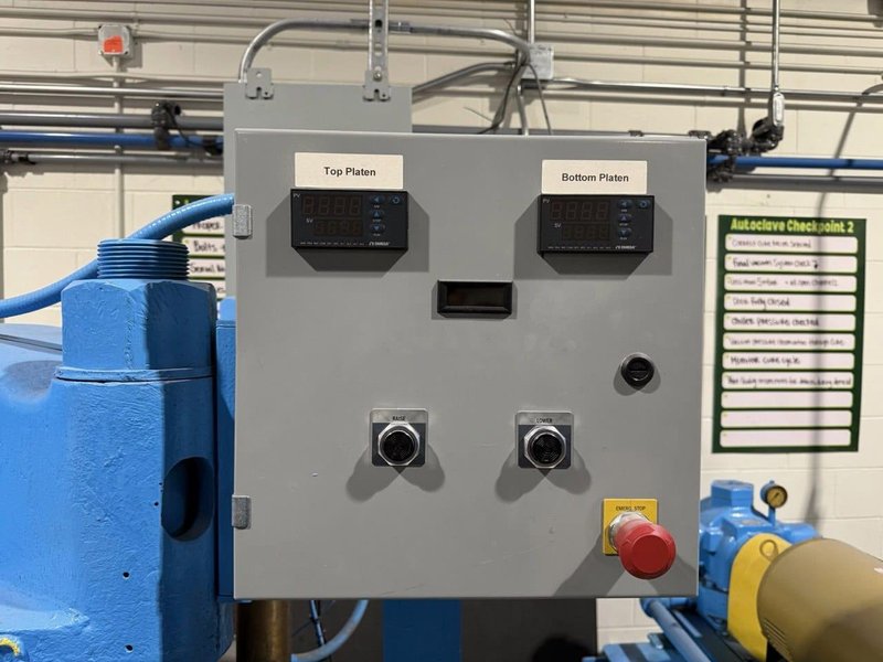 Stewart Bolling 200 Ton Heated Hydraulic Press with 24″ × 34″ × 9″ Platens – Refurbished Controls &amp; Pump