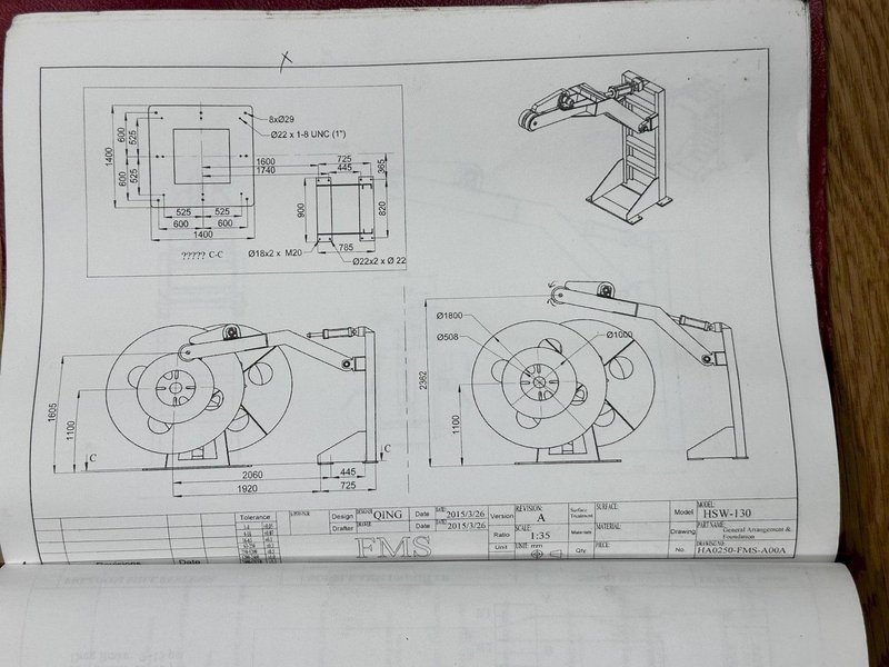 10,000 LBS X 16" FMS FREEDOM MILL SYSTEMS MODEL #UCD-5-300PR DOUBLE END UNCOILER COIL REEL: YOBRO #24899