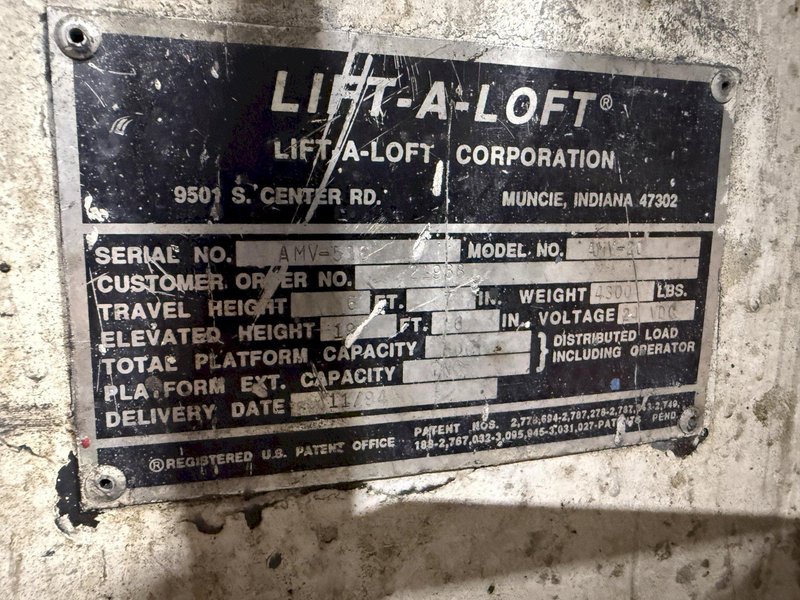 19' HIGH LIFT-A-LOFT MODEL #AMV-20 24 VOLT BATTERY POWERED MOBILE MANLIFT: YOBRO #25280