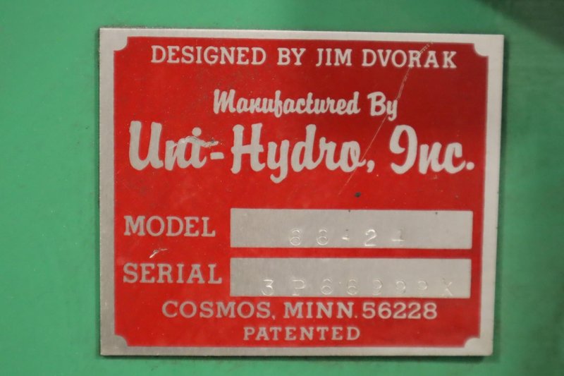 Uni-Hydro 66-24 Hydraulic Press Brake – 66 Ton x 24" Capacity- Auction Item
