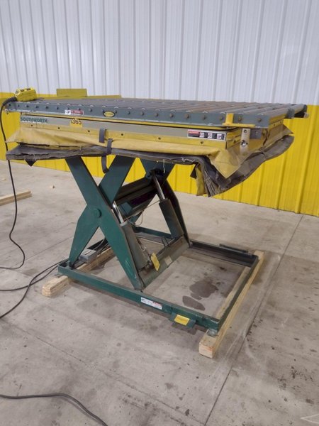 60" X 48" X 3500 LB SOUTHWORTH MODEL #LS4-36 DOUBLE ROLLER TOP LIFT TABLE, 110V SINGLE PHASE: STOCK #20929