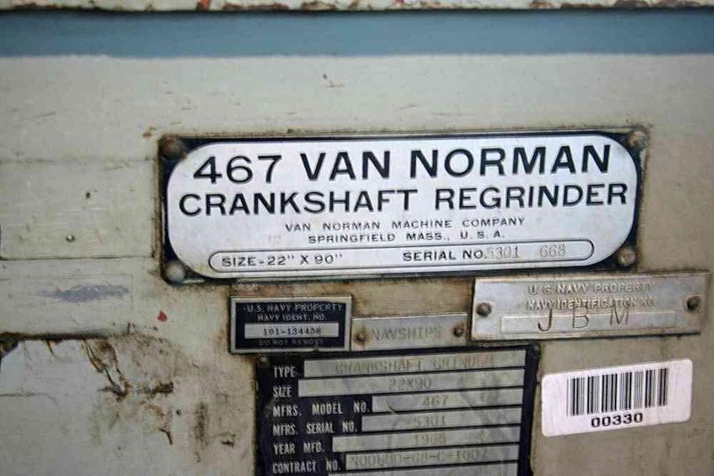 22&#039; X 90&#039; VAN NORMAN CRANK SHAFT GRINDER: STOCK #51717
