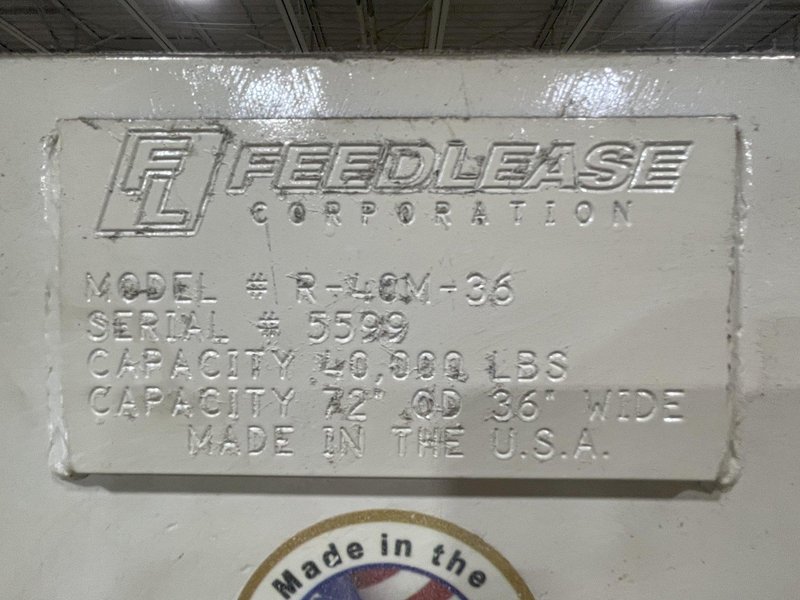 40,000 lbs. x 36&quot; Feed Lease High Strength Steel Coil Feed Line, Year 2015