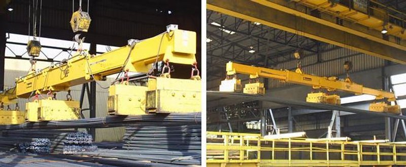 53 TON (107,500 LBS) BUSHMAN MODEL #MT420 TELESCOPING MAGNETIC LIFTING SPREADER BEAM  W/ OHIO MAGNETICS DIESEL GENERATOR: STOCK #20419