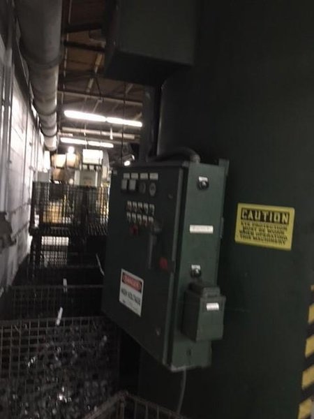 Wheelabrator model ms4-600 spinner hanger blast cleaning machine with built in dust collector, 5&#039;9&quot; x 3&#039;7&quot; work opening, max work height 3&#039;3&quot;, max work diameter 1&#039;11&quot;, max work weight 1400#, 4 hooks, 2- 10hp shot wheels, 5 hp dust collector, 13,100# total weight, some spare parts