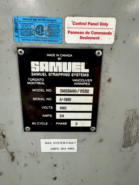SAMUEL/SIGNODE SMSBM10/VS32 AUTOMATIC STRAPPING SYSTEM. STOCK # 0891924