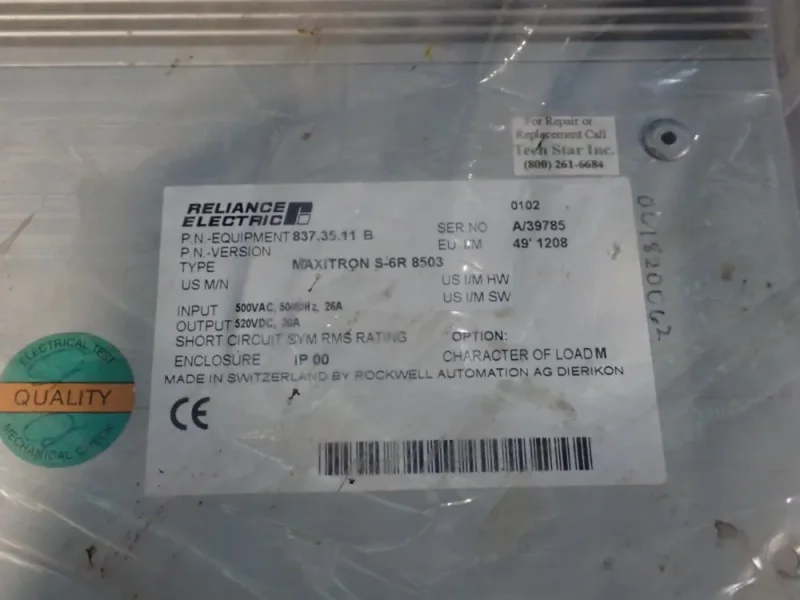 RELIANCE ELECTRIC 26 AMPS AC/DC CONVERTER   -  MAXITRON S-6R 8503