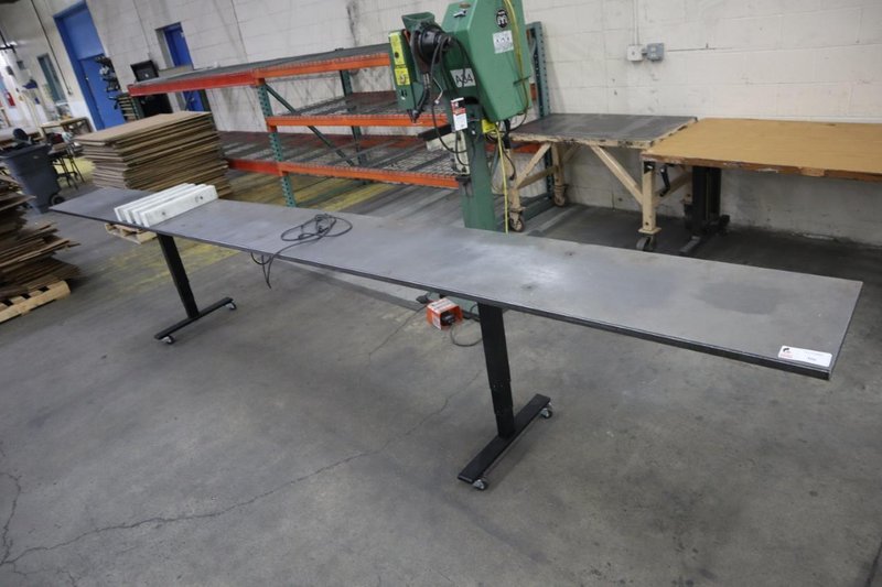 Long Electric Adjustable Height Work Table 18" Top and Work Stops- Auction Item