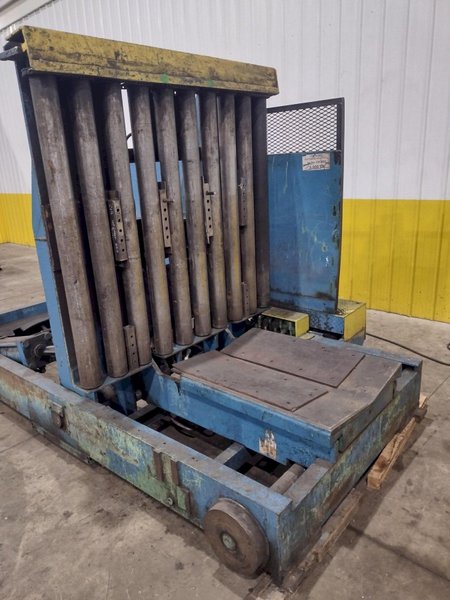 20,000 LBS BRANER HYDRAULIC COIL UPENDER WITH POWER FEED CONVEYOR: YOBRO #25238