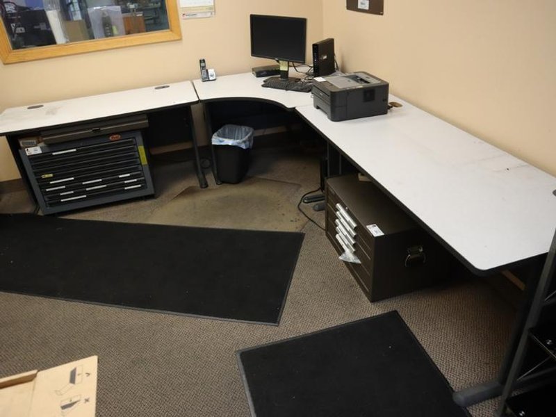 Corner 3 Piece Desk and Tables, Matching, 1 Drawer - NO CONTENTS- Auction Item