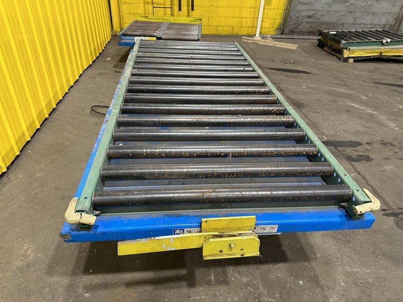 5,000 LBS X 96" X 48" BISHAMON HYDRAULIC SCISSOR LIFT TABLE WITH ROLLER CONVEYOR TOP, 115 VOLT: STOCK #20963