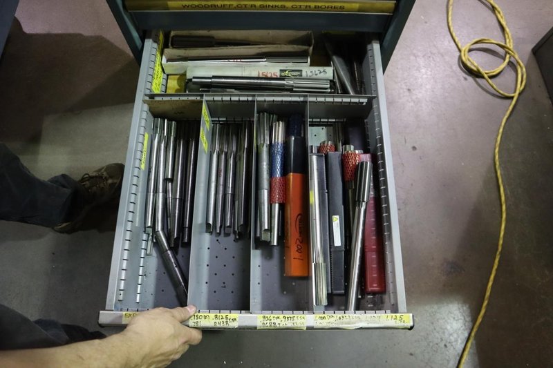 Lista Cabinet Base Work Bench, Maple Top, Portable on Caster, (10) Drawer, Upper Shelf - With Cutting Tool Contents- Auction Item