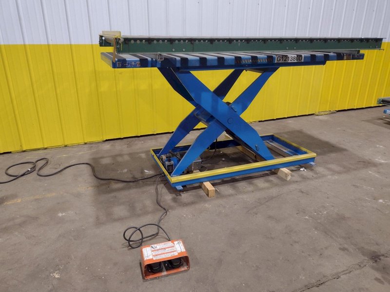 3,500 LBS X 30" X 96"  BISHAMON ROLLER TOP HYDRAULIC LIFT TABLE: STOCK #20966