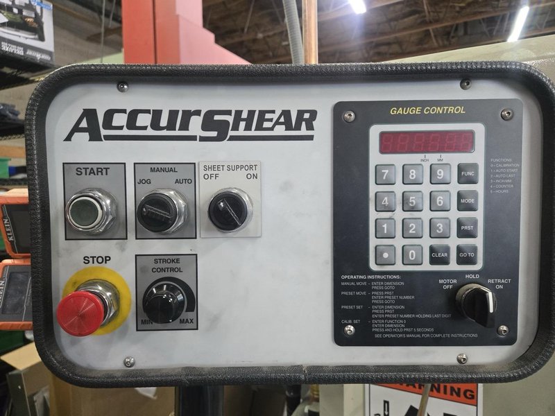 1/4″ x 12′ Accurshear 625012 Shear, 2021 – Backgauge