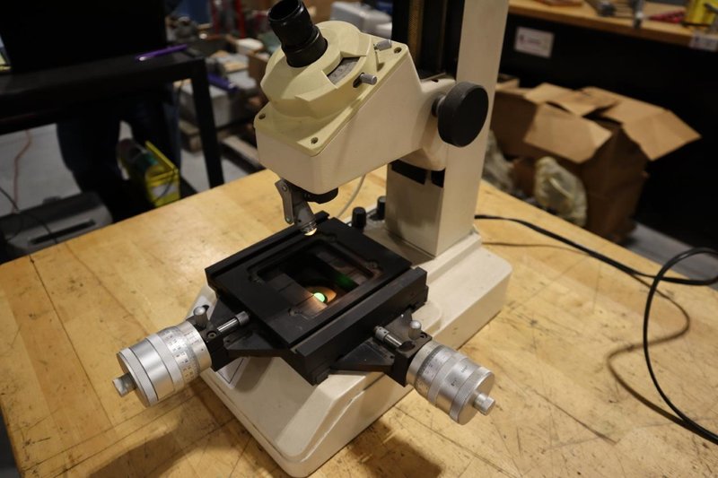 Toolmakers Microscope w .0001" Res Micrometer Table Feed Handles, Surface and Profile Illumination- Auction Item