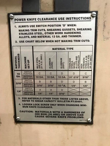 10' X 1/4" CINCINNATI 250HS HYDRAULIC SQUARING SHEAR. STOCK # 0417923
